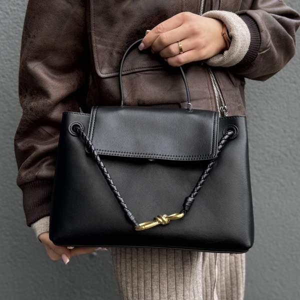 Шкіряна жіноча сумка Black 5-W-1024