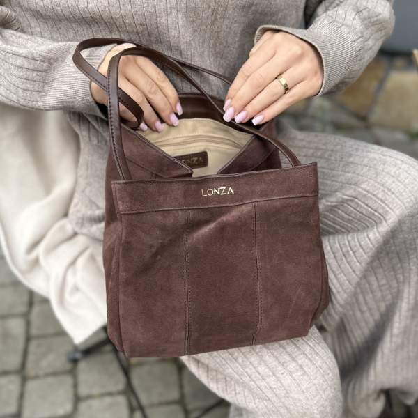 Замшева жіноча сумка Frosted coffee 5-W-1028