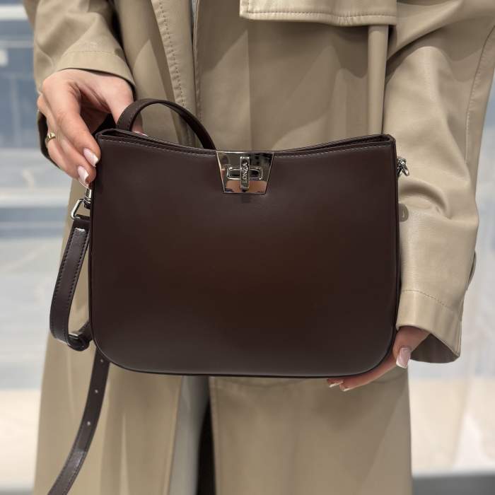 Шкіряна жіноча сумка Dark chokolate 5-W-1048